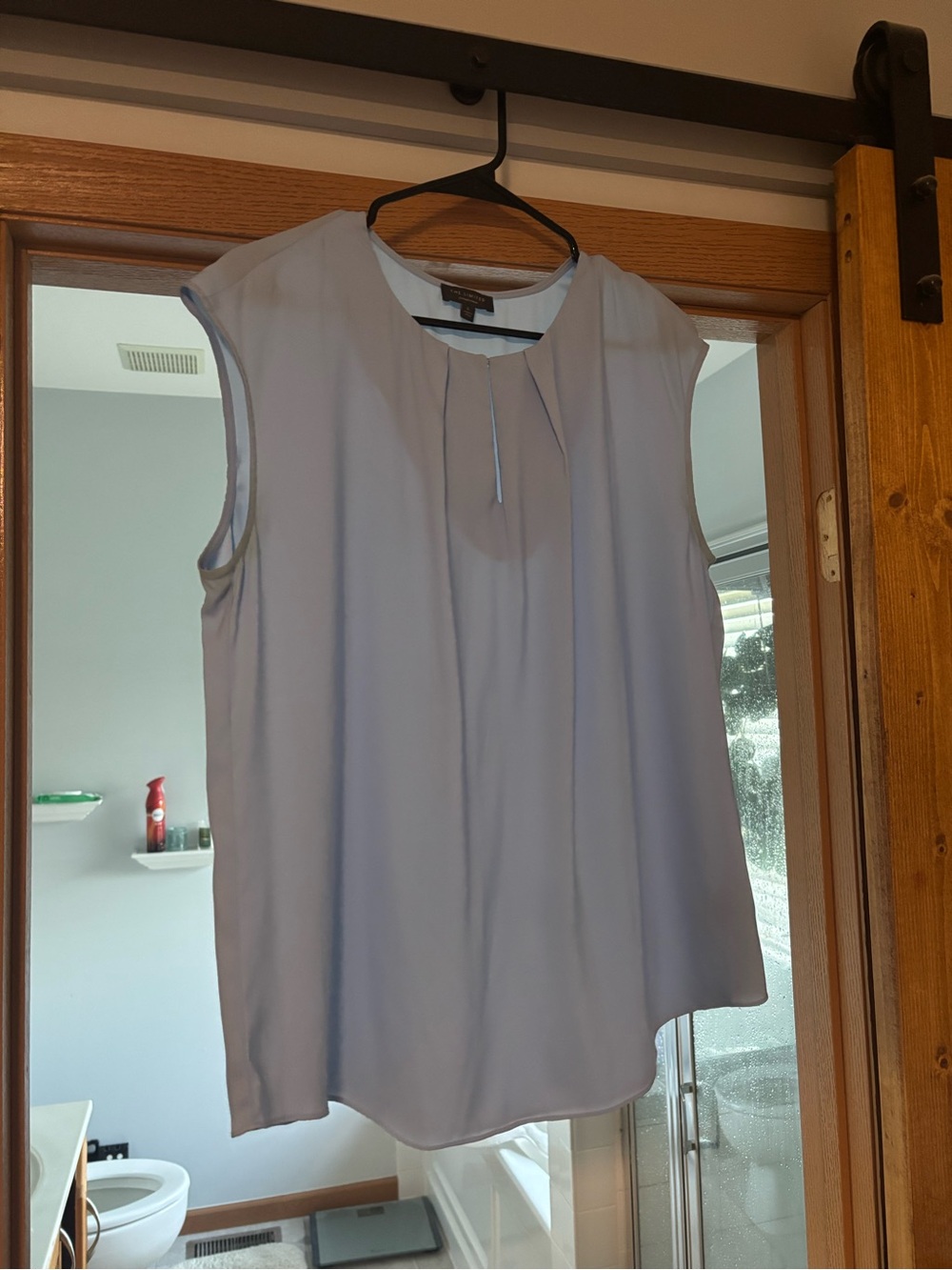The Limited Light Blue Sleeveless Pleated Blouse